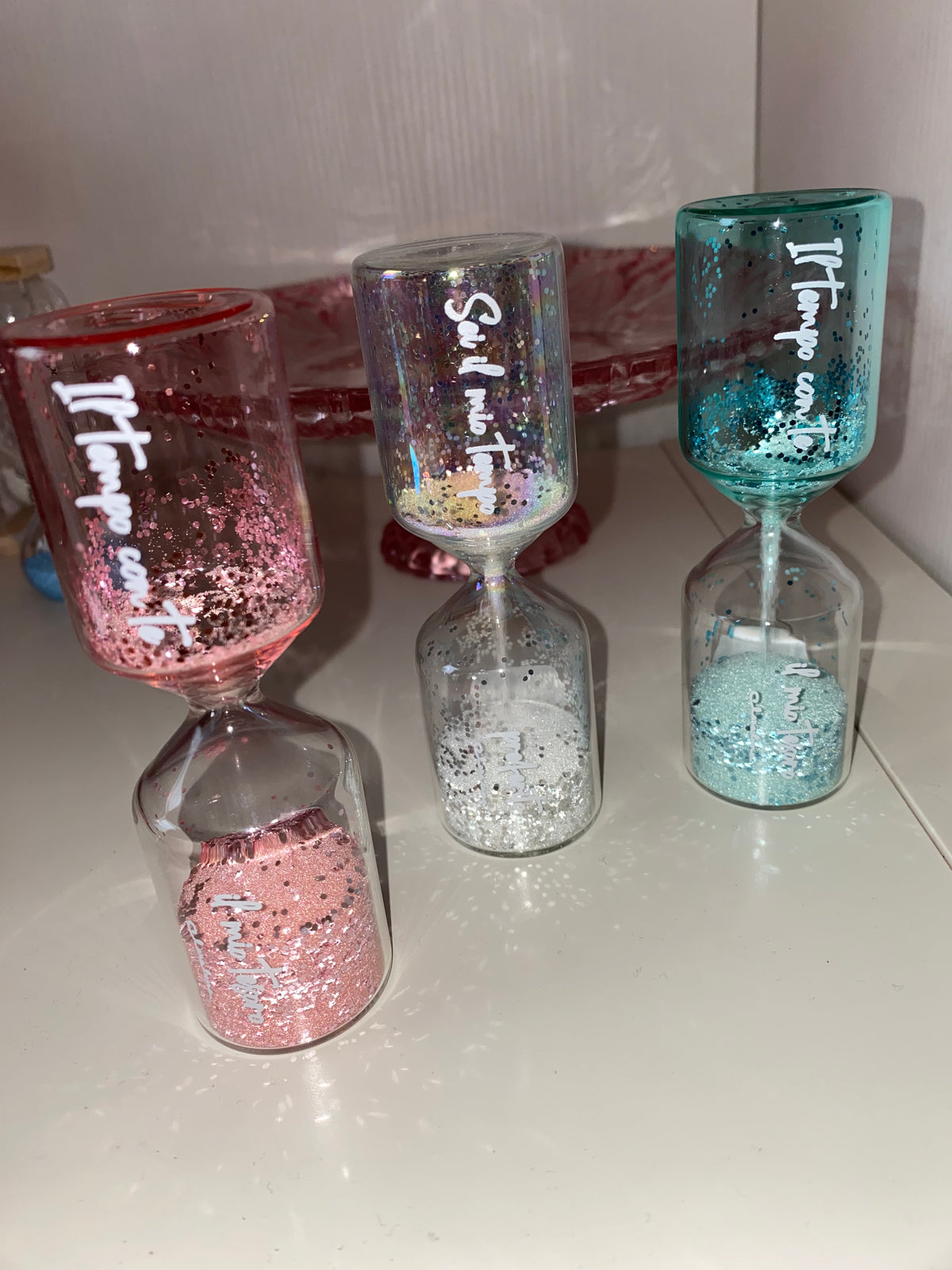 Clessidra con Sabbia Glitterata e Scritta – Bomboniera