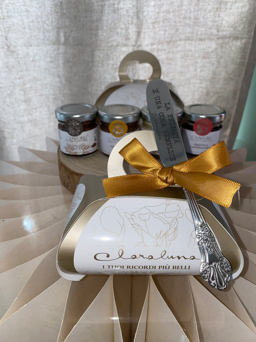 Bomboniera Gastronomica con Marmellate Siciliane e Spalmino con Frase