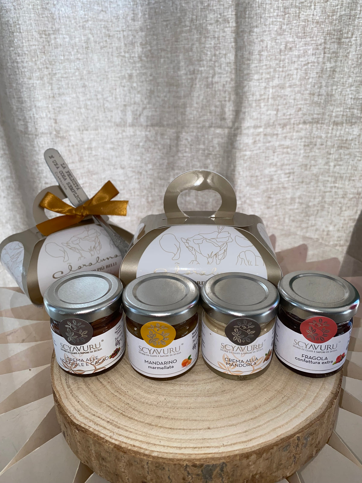 Bomboniera Gastronomica con Marmellate Siciliane e Spalmino con Frase