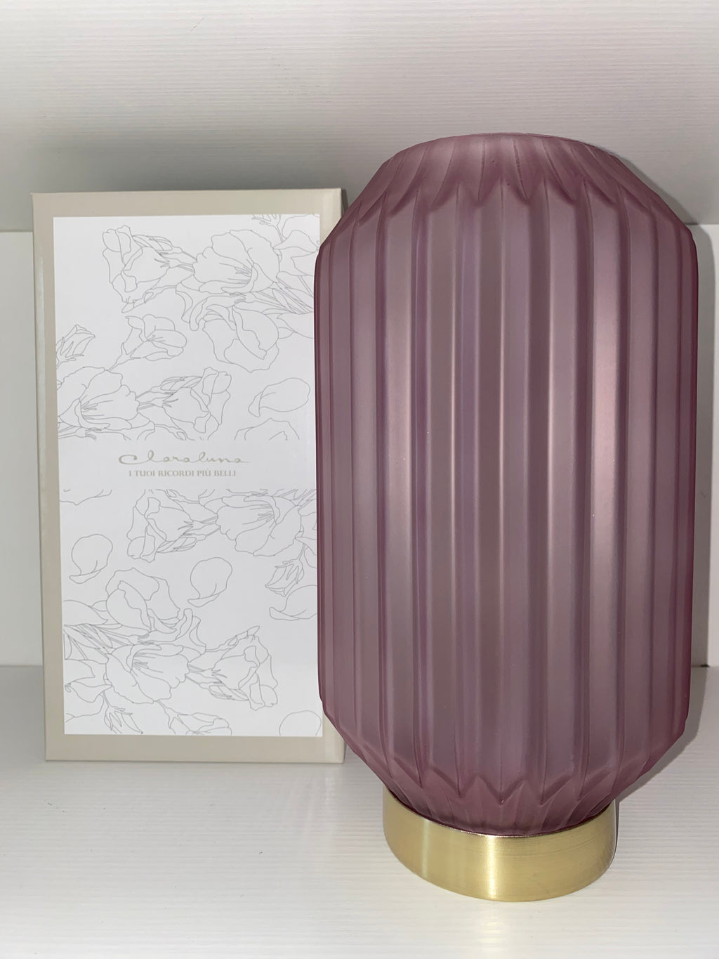 Lampada da Tavolo Senza Fili con Luce LED – Design Elegante in Vetro Satinato Plissettato