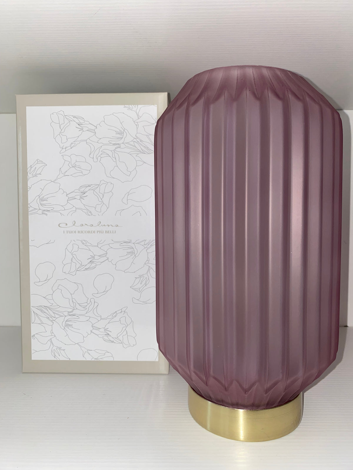 Lampada da Tavolo Senza Fili con Luce LED – Design Elegante in Vetro Satinato Plissettato