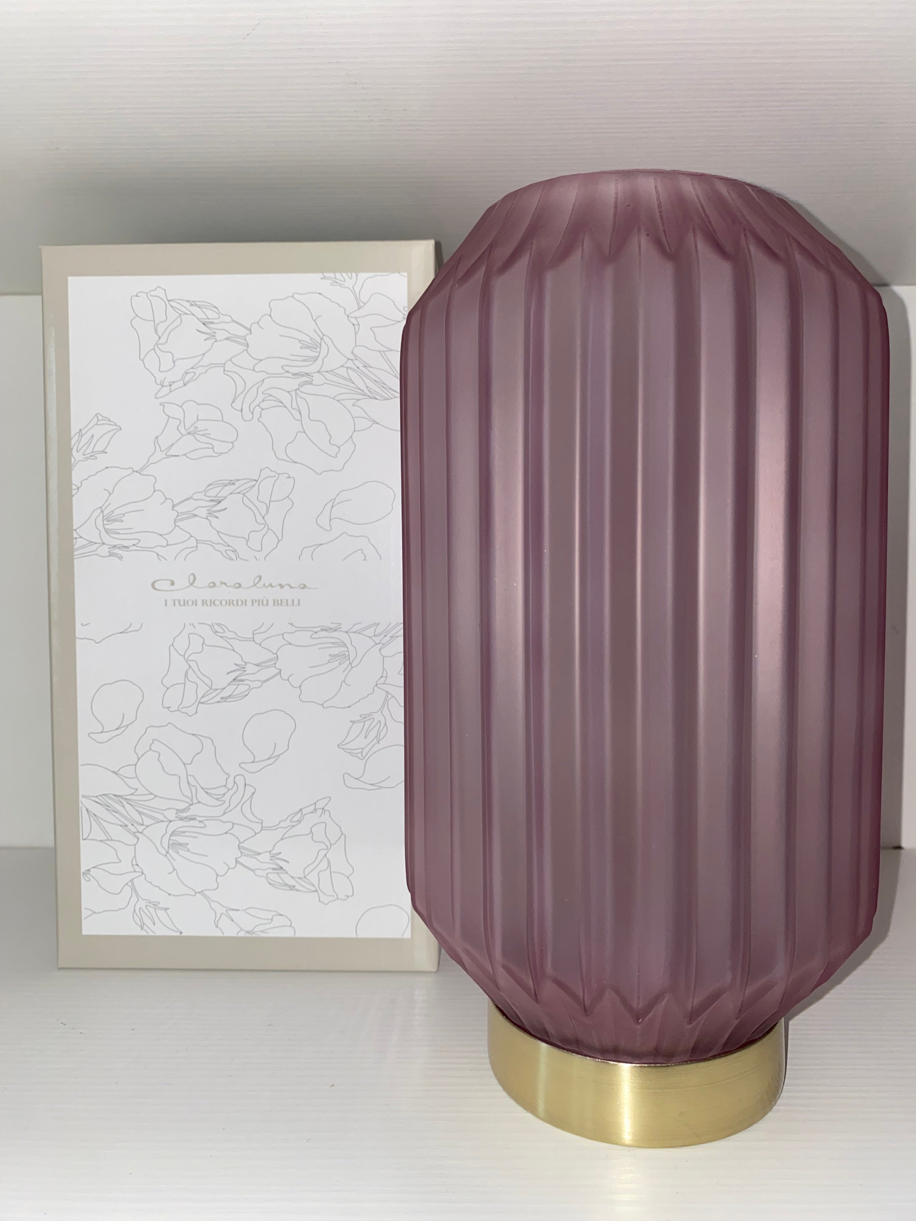 Lampada da Tavolo Senza Fili con Luce LED – Design Elegante in Vetro Satinato Plissettato
