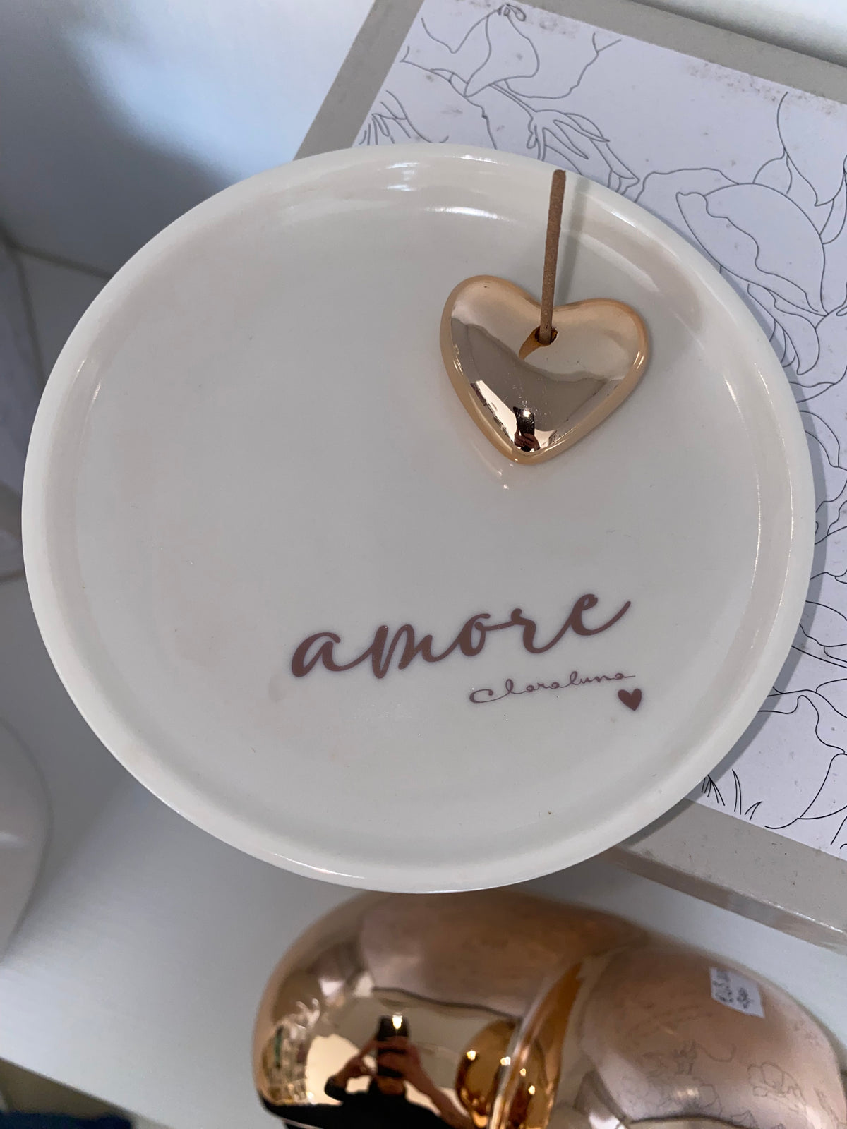 Porta Incenso Cuore con Scritta – Bomboniera Elegante Amore Felicità Gioia