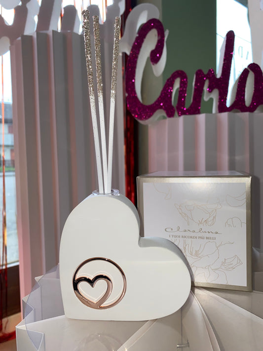 Profumatore Ambiente a Cuore con Bastoncini – Diffusore Fragranza Elegante Bomboniera