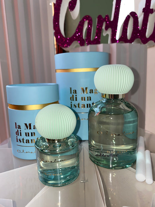 Diffusore Ambiente Blue Bell con Bottiglia in Vetro Verde e Pesca – Profumatore