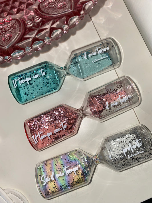 Clessidra con Sabbia Glitterata e Scritta – Bomboniera