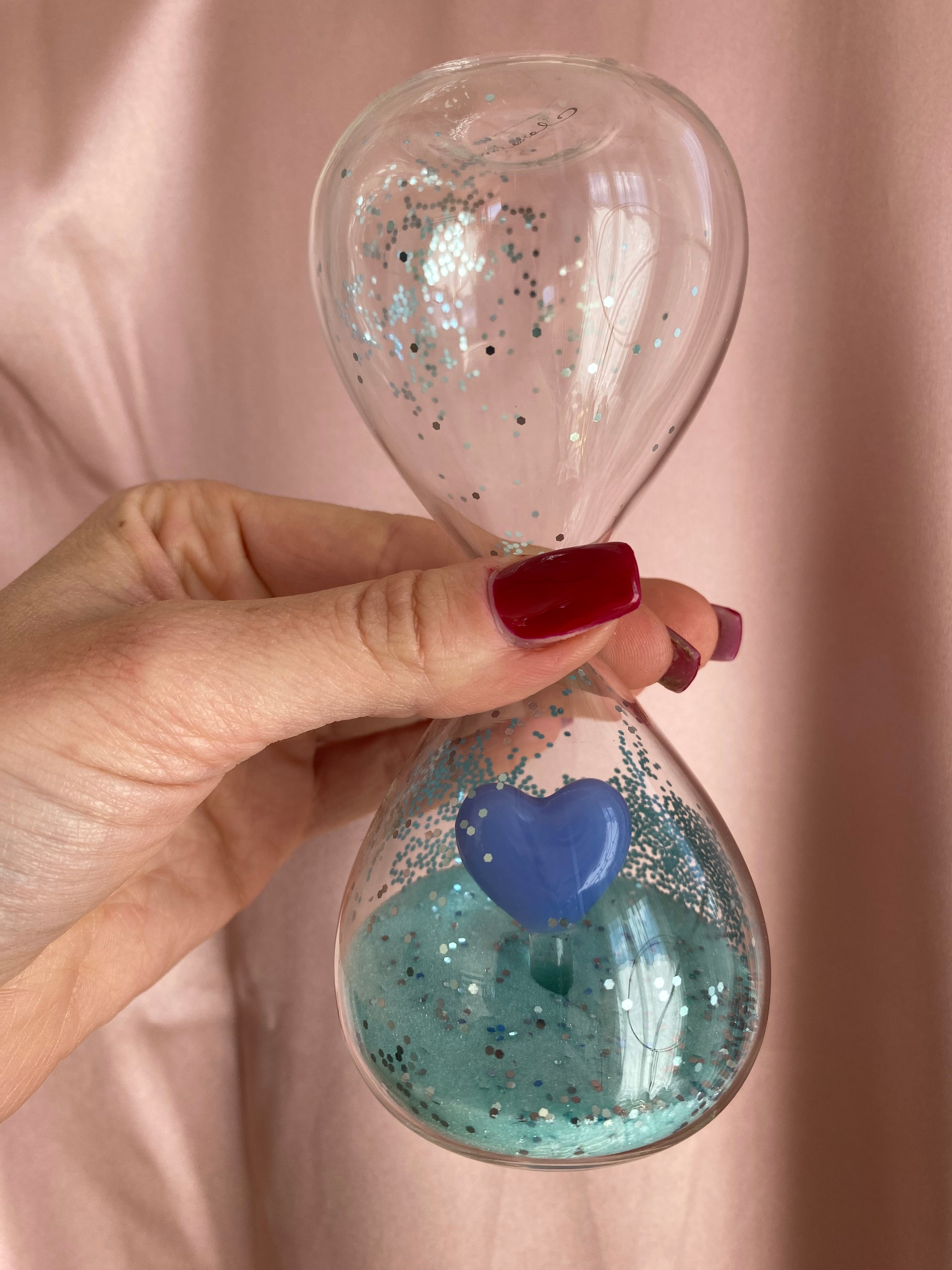 Clessidra Decorativa con Cuore – Clessidra in Vetro con Sabbia Colorata