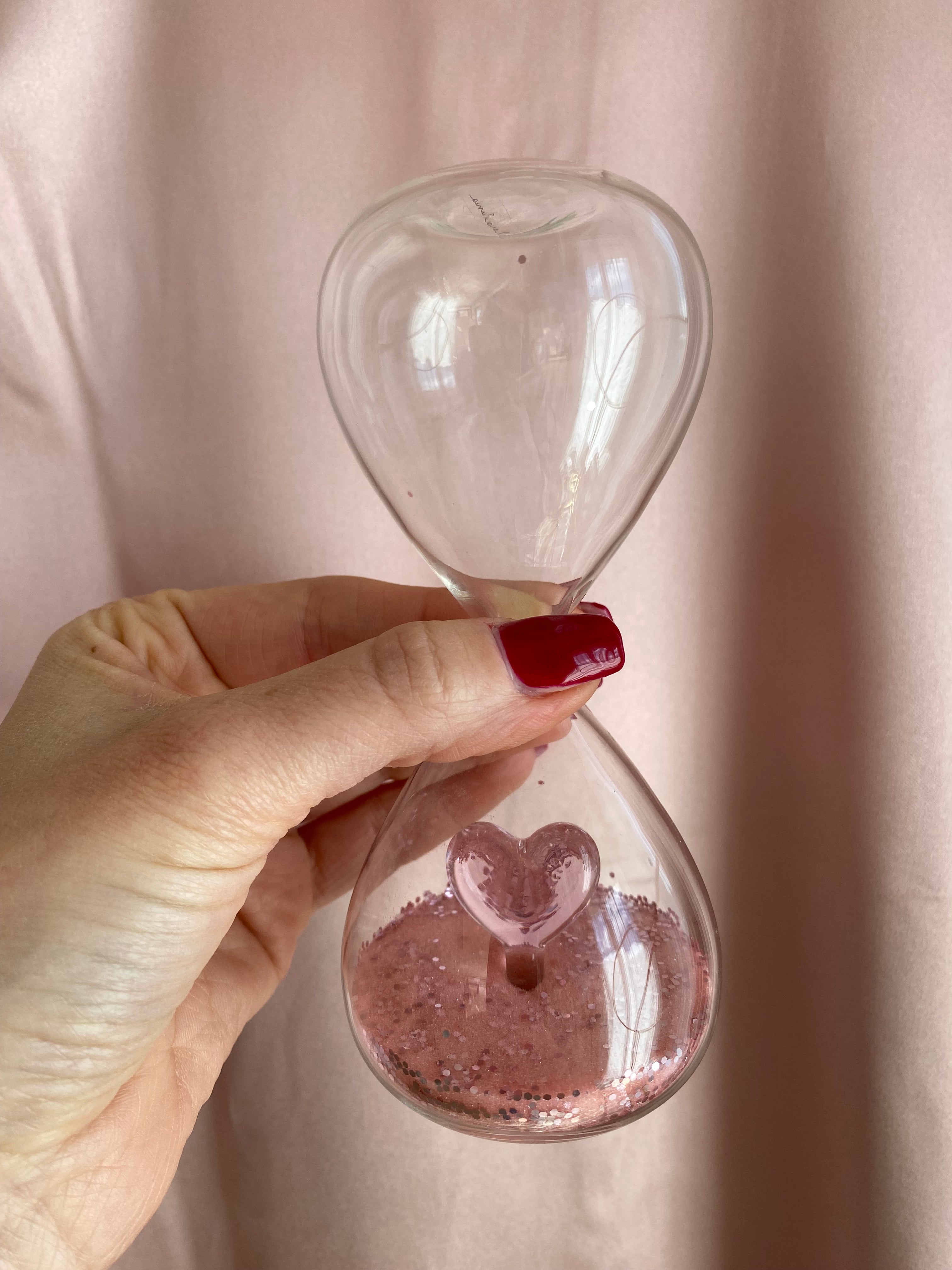 Clessidra Decorativa con Cuore – Clessidra in Vetro con Sabbia Colorata