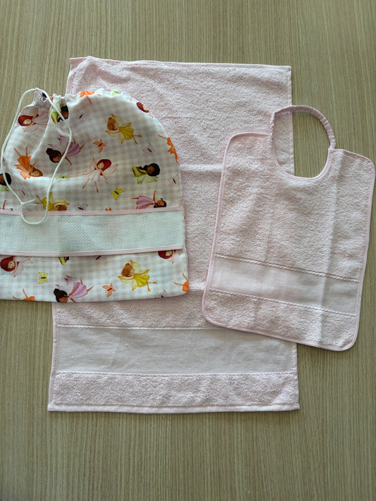 SET ASILO 3 PZ PERSONALIZZABILE – SACCA, BAVAGLIA E SALVIETTA