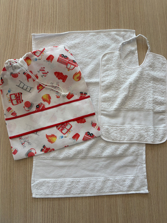 SET ASILO 3 PEZZI PERSONALIZZABILE – SACCA, BAVAGLIA E SALVIETTA