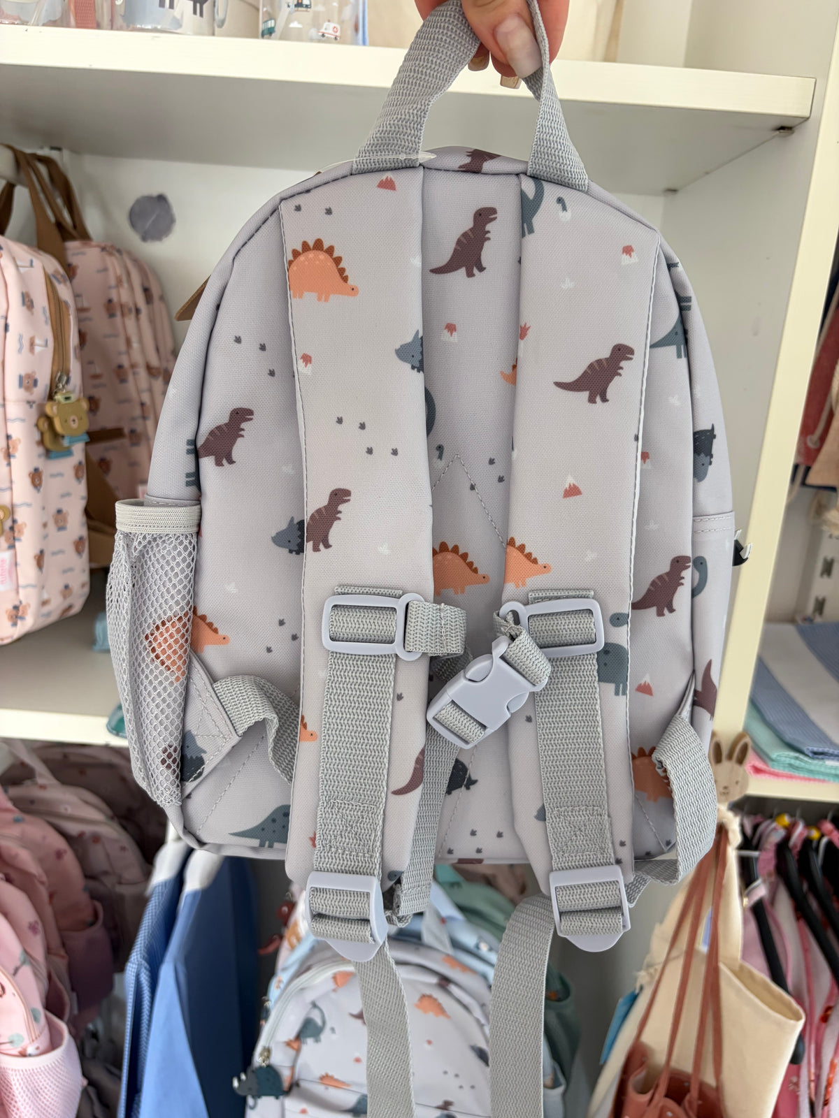 Zainetto Impermeabile Dino Grigio con Porta Borraccia