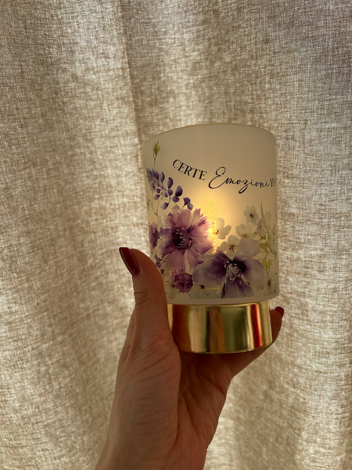 Lampada LED Decorativa Floreale con Frase – Lampada a Batterie Romantica con Base Oro